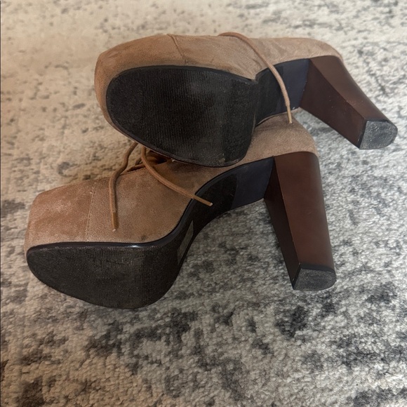 Tan Suede Platform Ankle Boots - Picture 4 of 4